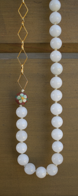 One White Jade and 18K Gold Plated Necklace