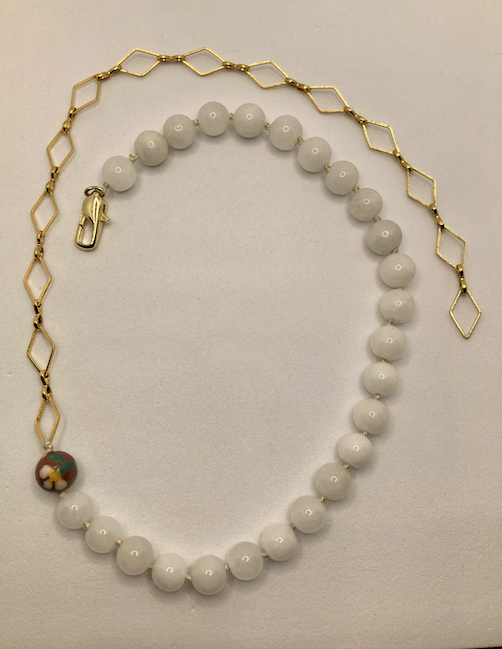 One White Jade and 18K Gold Plated Necklace