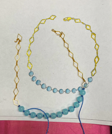One Glass Bead and 18K Gold Plated Necklace