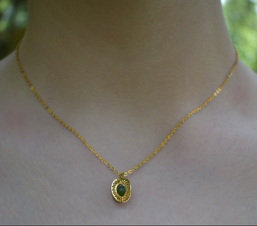 Two 1960's-70's Vintage Round Jade Pendants on an 18" Gold Plated Chain
