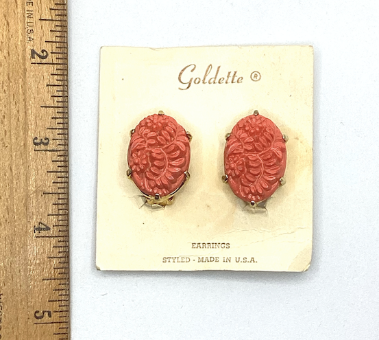 One pair of 1950's-60's vintage peach earrings