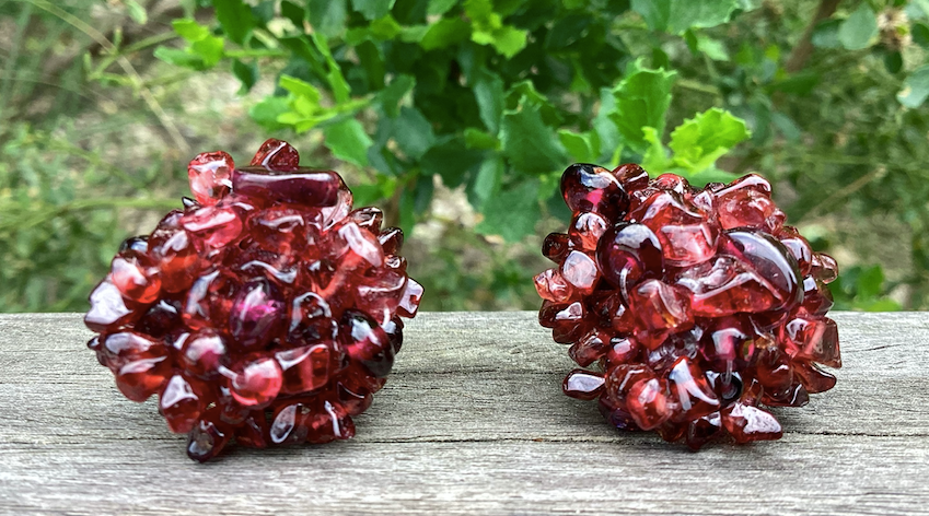 One Vintage 1960's-70's Garnet Bead Adjustable Necklace and Matching Earrings