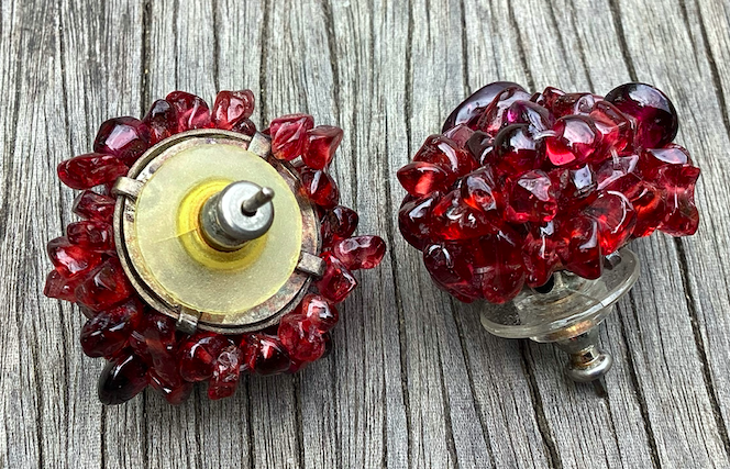 One Vintage 1960's-70's Garnet Bead Adjustable Necklace and Matching Earrings