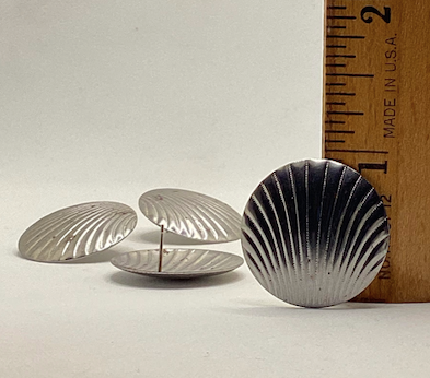 Two pairs of vintage 1980's silver tone seashell shaped earrings