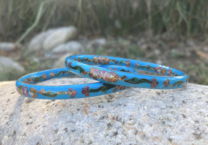 Two matching 1970's-90's vintage cloisonne bangles in color of choice