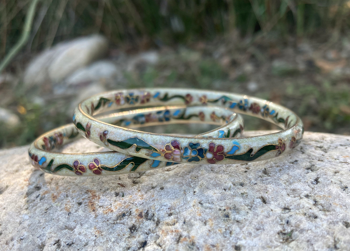 Two matching 1970's-90's vintage cloisonne bangles in color of choice