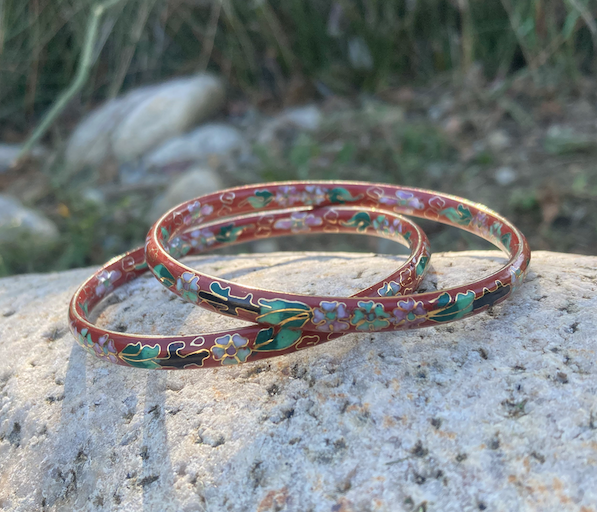 Two matching 1970's-90's vintage cloisonne bangles in color of choice