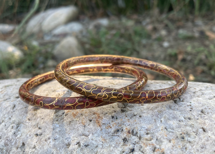 Two matching 1970's-90's vintage cloisonne bangles in color of choice